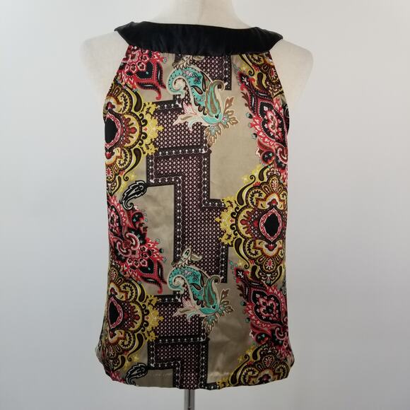 Perception Black Red yellow Boho Paisley Embellished Bling Top Size Medium - Picture 3 of 5